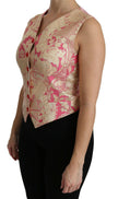Dolce & Gabbana Pink Gold Brocade Waistcoat Vest Blouse Top - GENUINE AUTHENTIC BRAND LLC  