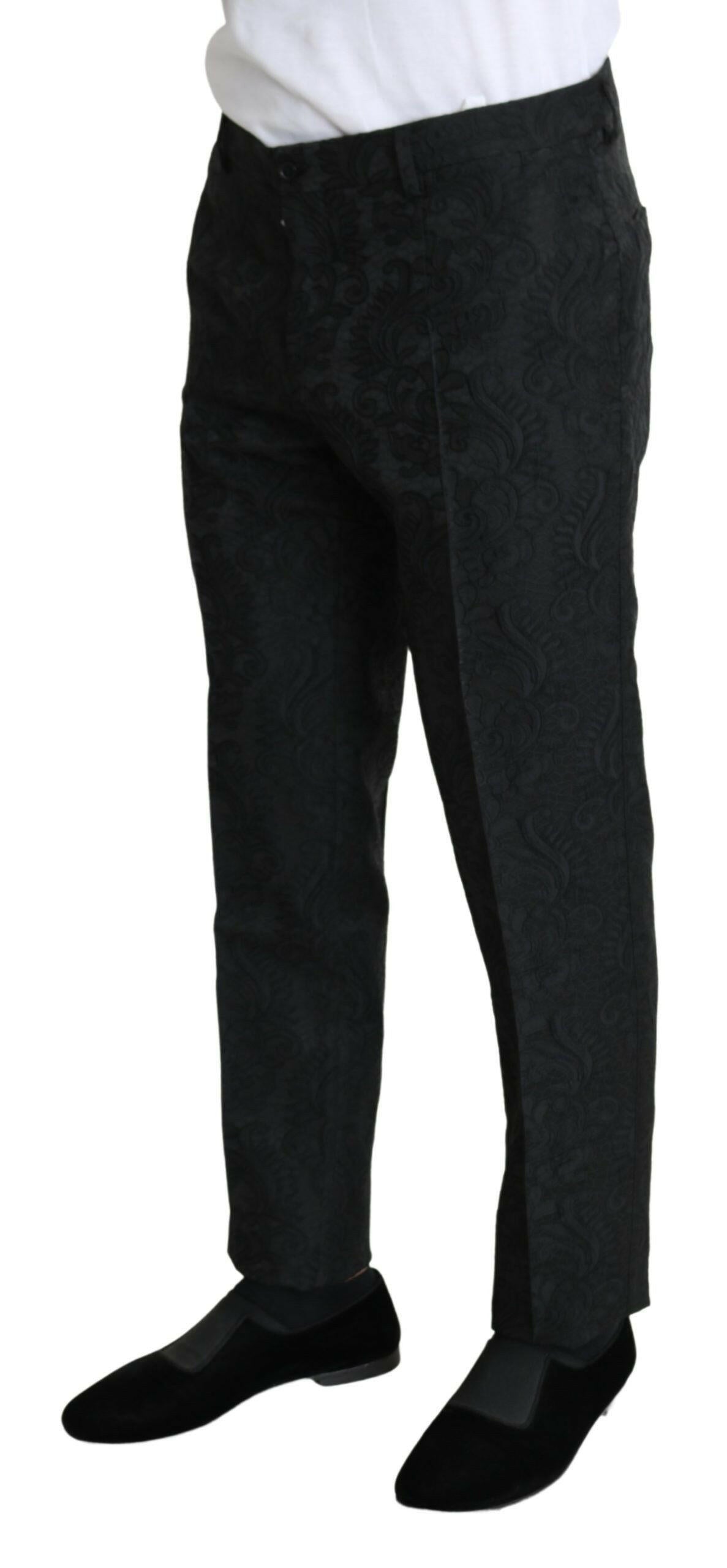 Dolce & Gabbana Black Floral Brocade Slim Trouser Pants - GENUINE AUTHENTIC BRAND LLC  