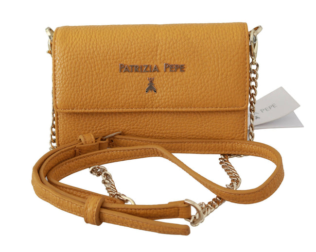 Patrizia Pepe Yellow Logo Leather Shoulder Strap Sling Bag - GENUINE AUTHENTIC BRAND LLC  