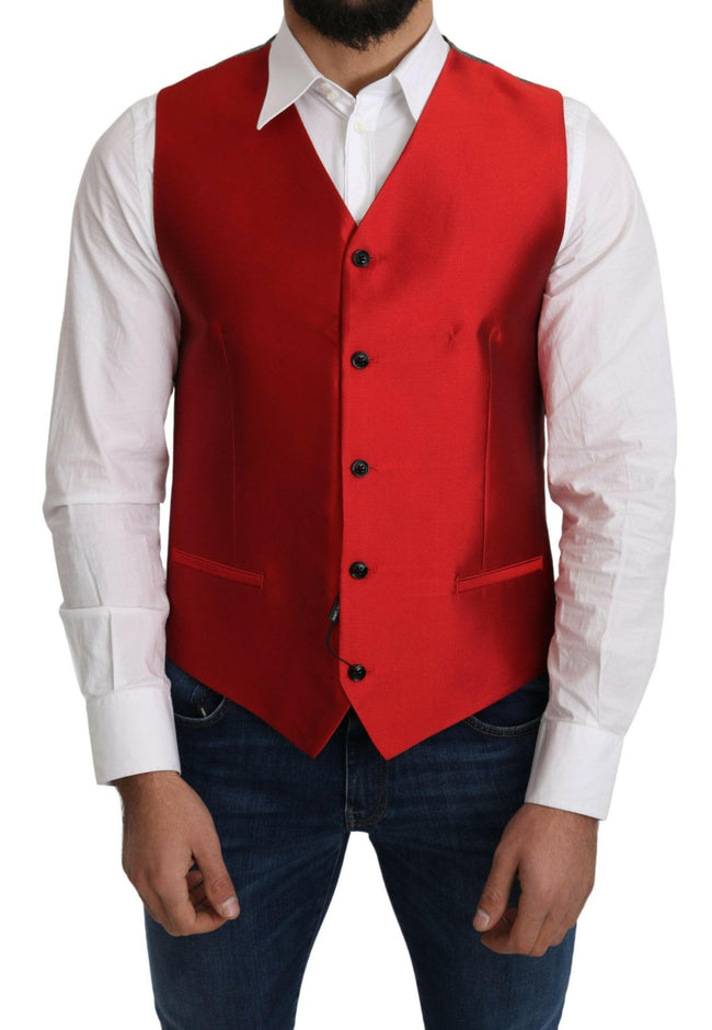 Dolce & Gabbana Red 100% Silk Formal Waist Coat Vest - GENUINE AUTHENTIC BRAND LLC  