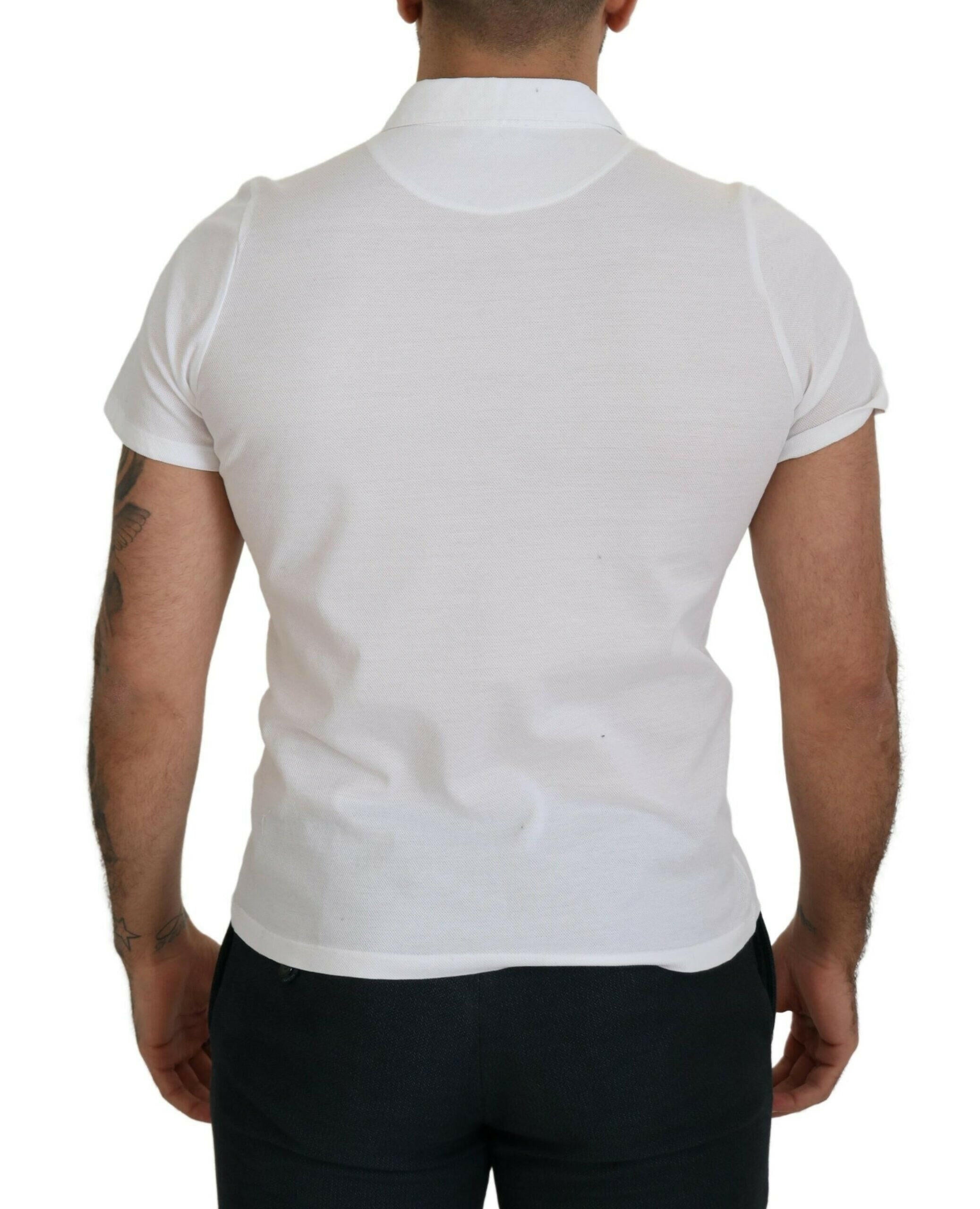 FRADI White Cotton Collared Short Sleeves Polo T-shirt - GENUINE AUTHENTIC BRAND LLC  