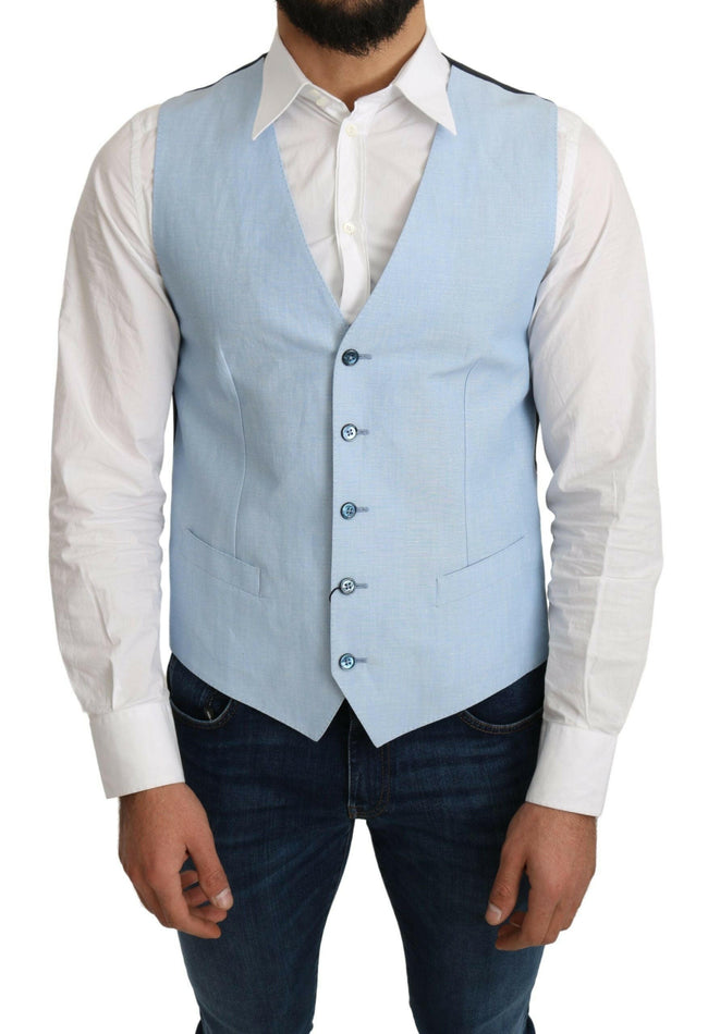 Dolce & Gabbana Blue Viscose Stretch Formal Coat Vest - GENUINE AUTHENTIC BRAND LLC  