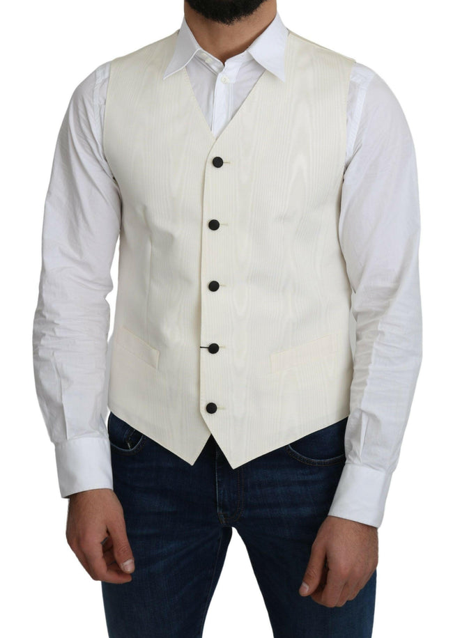 Dolce & Gabbana Off-White 100% Silk Formal Coat Vest - GENUINE AUTHENTIC BRAND LLC  
