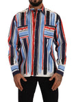 Dolce & Gabbana Red Striped Long Sleeve Cotton Shirt Blue - GENUINE AUTHENTIC BRAND LLC  