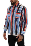 Dolce & Gabbana Red Striped Long Sleeve Cotton Shirt Blue - GENUINE AUTHENTIC BRAND LLC  