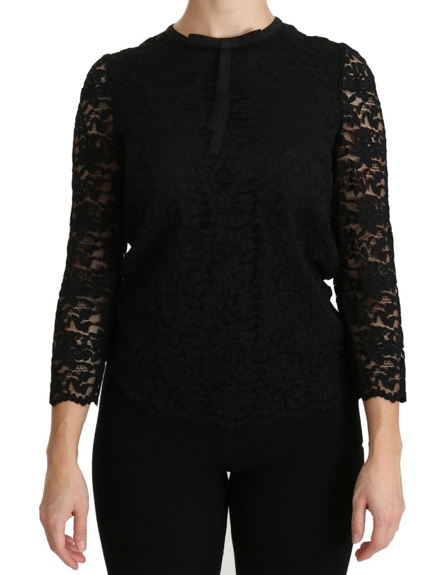 Dolce & Gabbana Black Lace Long Sleeve Nylon Blouse - GENUINE AUTHENTIC BRAND LLC  