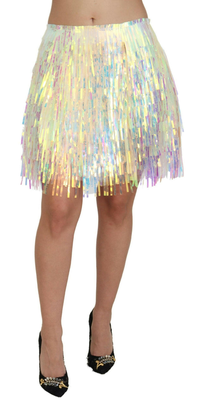 Dolce & Gabbana Multicolor Iridescent Fringed Tulle Skirt - GENUINE AUTHENTIC BRAND LLC  
