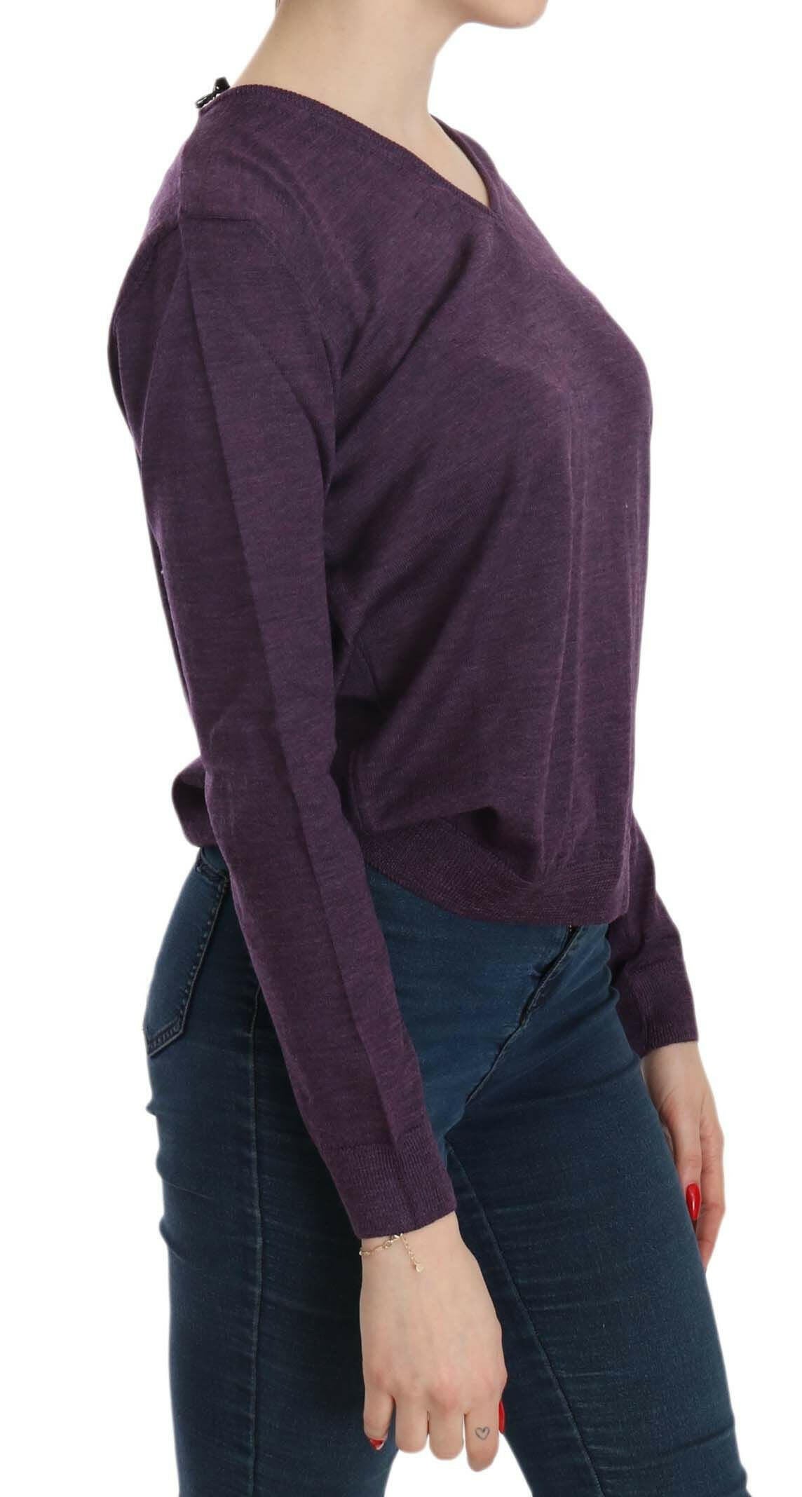 BYBLOS Purple V-neck Long Sleeve Pullover Top - GENUINE AUTHENTIC BRAND LLC  