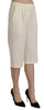 Silvian Heach Cream Mid Waist Cotton Straight Cropped Pants - GENUINE AUTHENTIC BRAND LLC  
