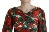 Dolce & Gabbana Multicolor Geranium Silk Sheath Midi Dress - GENUINE AUTHENTIC BRAND LLC  