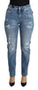 Dolce & Gabbana Blue Tattered Skinny Denim Cotton Blend Jeans - GENUINE AUTHENTIC BRAND LLC  