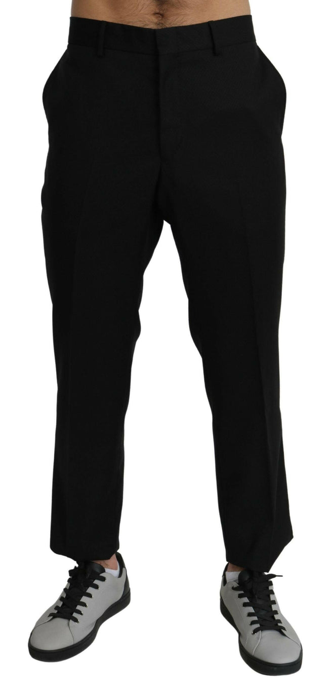 Dolce & Gabbana Black Cotton Wool Formal Dress Pants - GENUINE AUTHENTIC BRAND LLC  