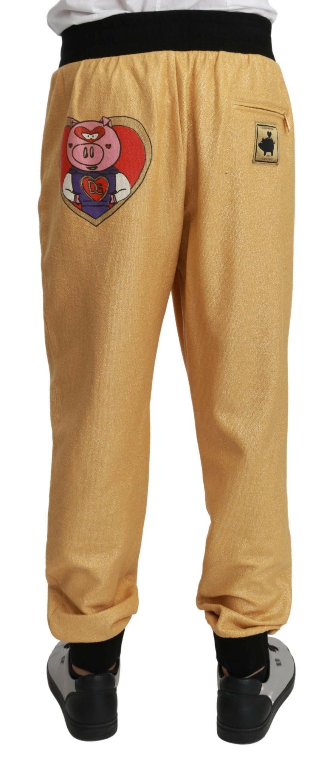 Dolce & Gabbana Gold Year Of The Pig Cotton Mens Pants - GENUINE AUTHENTIC BRAND LLC  