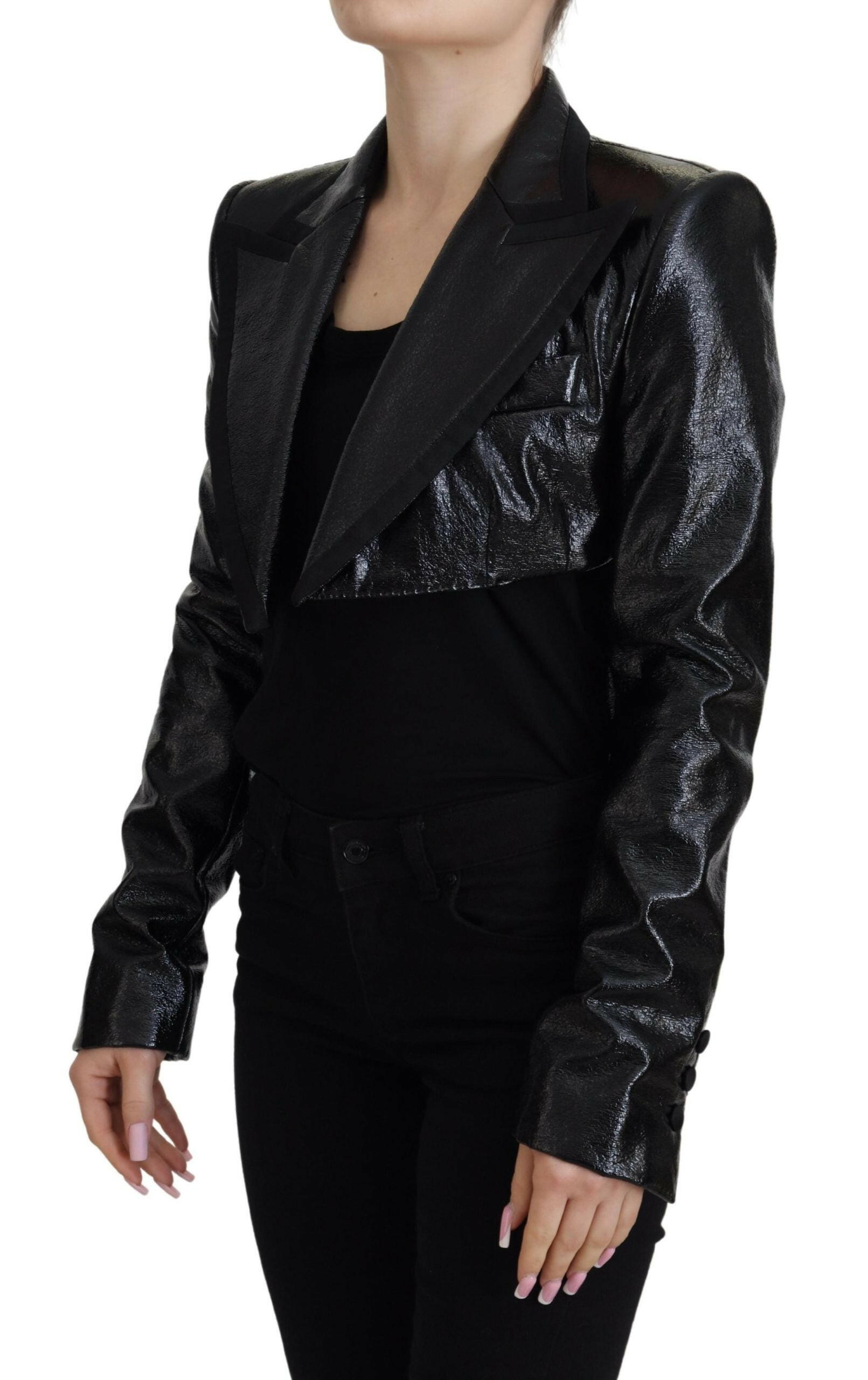 Dolce & Gabbana Black Long Sleeves Crop Blazer Cotton Jacket - GENUINE AUTHENTIC BRAND LLC  
