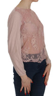 PINK MEMORIES Pink Lace See Through Long Sleeve Blouse - GENUINE AUTHENTIC BRAND LLC  