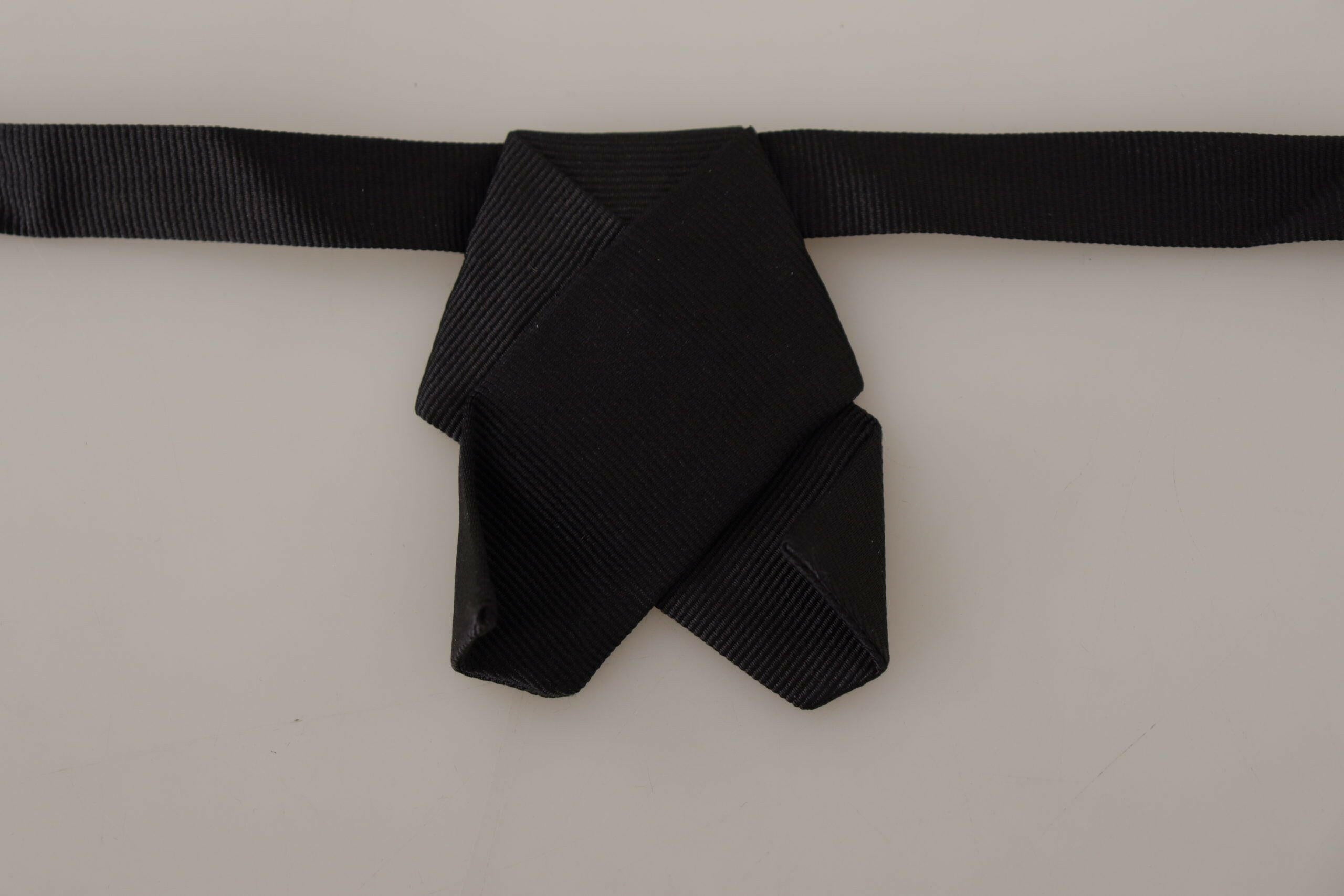 Dolce & Gabbana Black 100% Silk Adjustable Neck Papillon Bow Tie - GENUINE AUTHENTIC BRAND LLC  