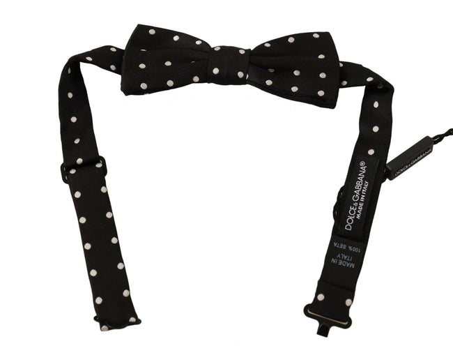 Dolce & Gabbana Black White Polka Dot Silk Adjustable Neck Papillon Bow Tie - GENUINE AUTHENTIC BRAND LLC  