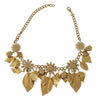 Dolce & Gabbana Green Leaves Gold Brass Crystal Flower Pendant Necklace - GENUINE AUTHENTIC BRAND LLC  