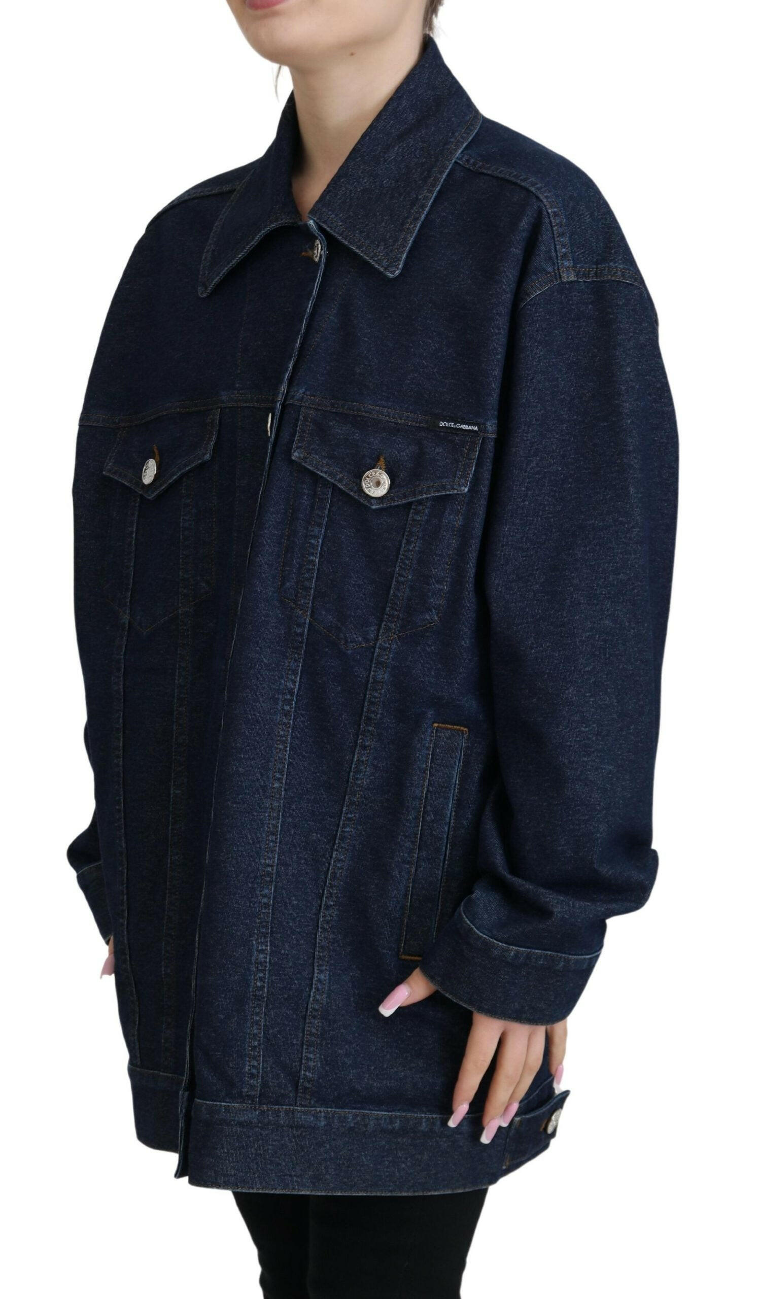 Dolce & Gabbana Blue Button Down Denim Collared Cotton Jacket - GENUINE AUTHENTIC BRAND LLC  