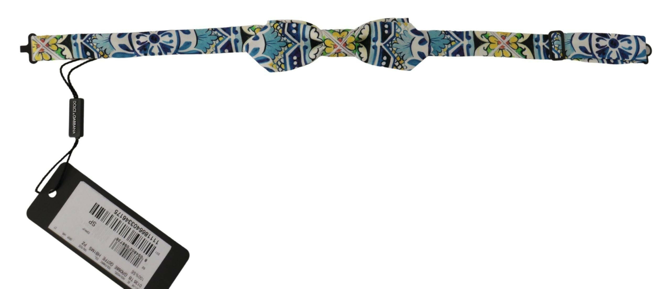 Dolce & Gabbana Multicolor Majolica Print Adjustable Papillon Bow Tie - GENUINE AUTHENTIC BRAND LLC  