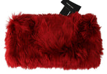 Dolce & Gabbana Red Alpaca Leather Fur Neck Wrap Shawl Scarf - GENUINE AUTHENTIC BRAND LLC  