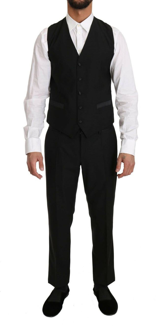 Dolce & Gabbana Black Wool Dress Waistcoat Gillet Vest - GENUINE AUTHENTIC BRAND LLC  