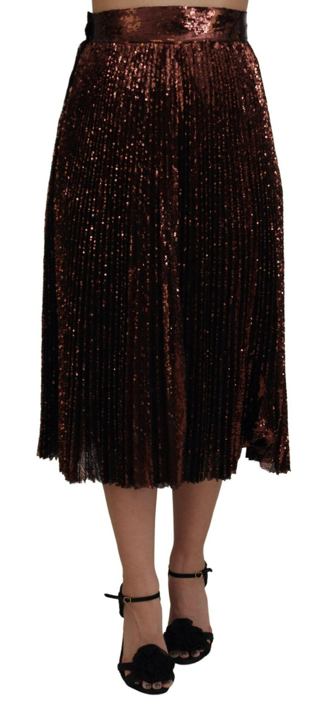Dolce & Gabbana Bronze Sequined High Waist A-line Maxi Skirt - GENUINE AUTHENTIC BRAND LLC  
