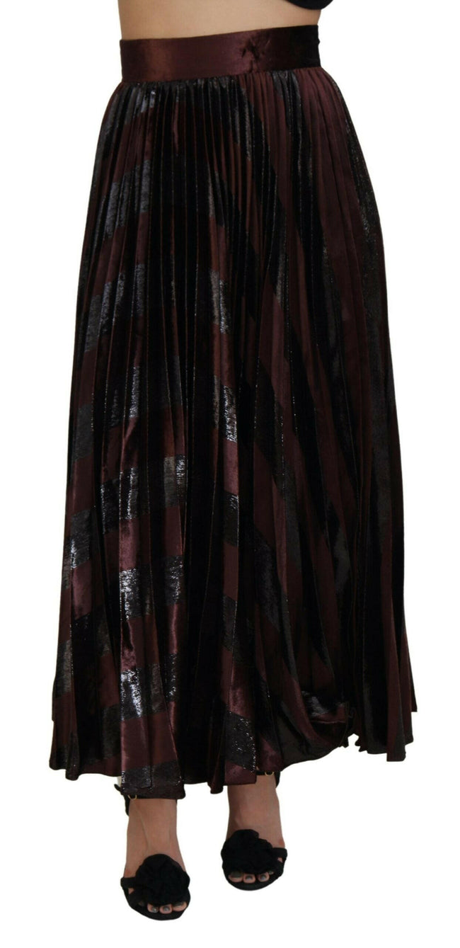 Dolce & Gabbana Brown Polyester High Waist A-line Maxi Skirt - GENUINE AUTHENTIC BRAND LLC  
