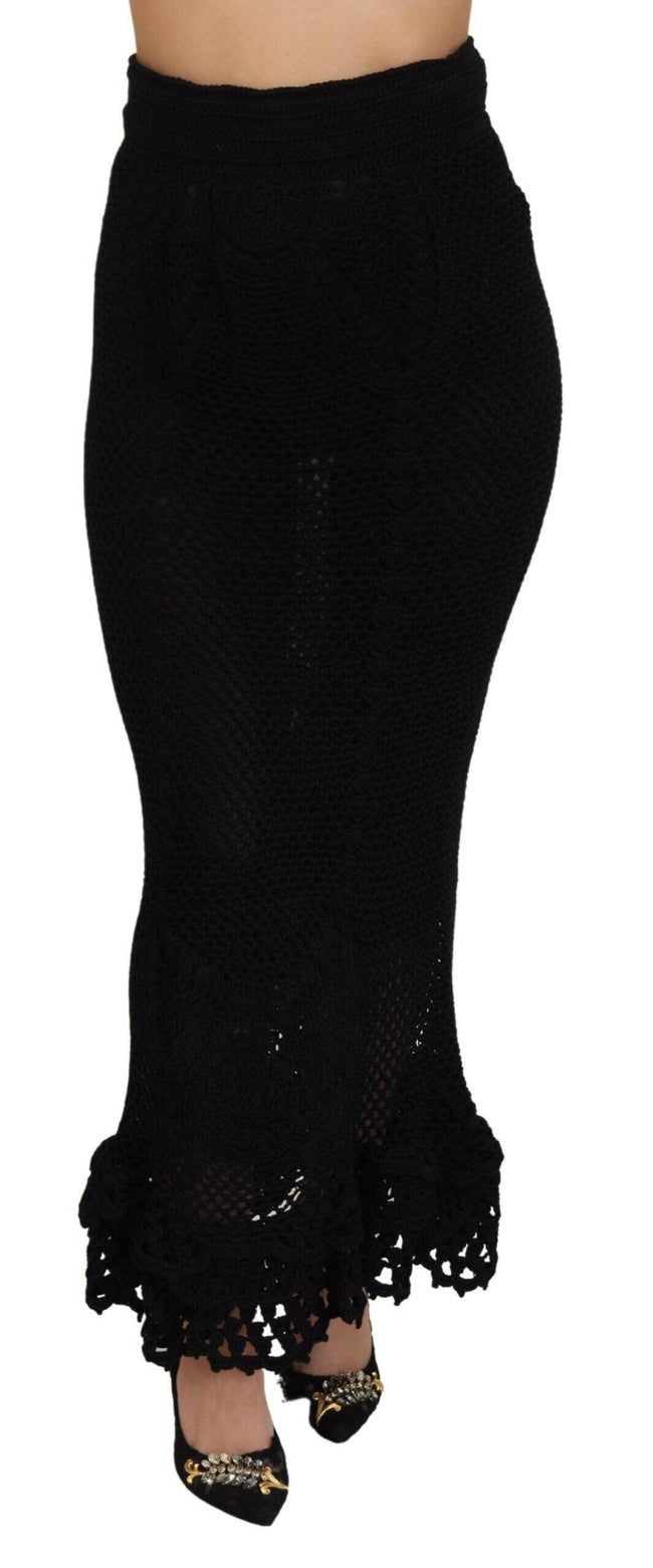 Dolce & Gabbana Black Knitted Cotton High Waist Mermaid Skirt - GENUINE AUTHENTIC BRAND LLC  