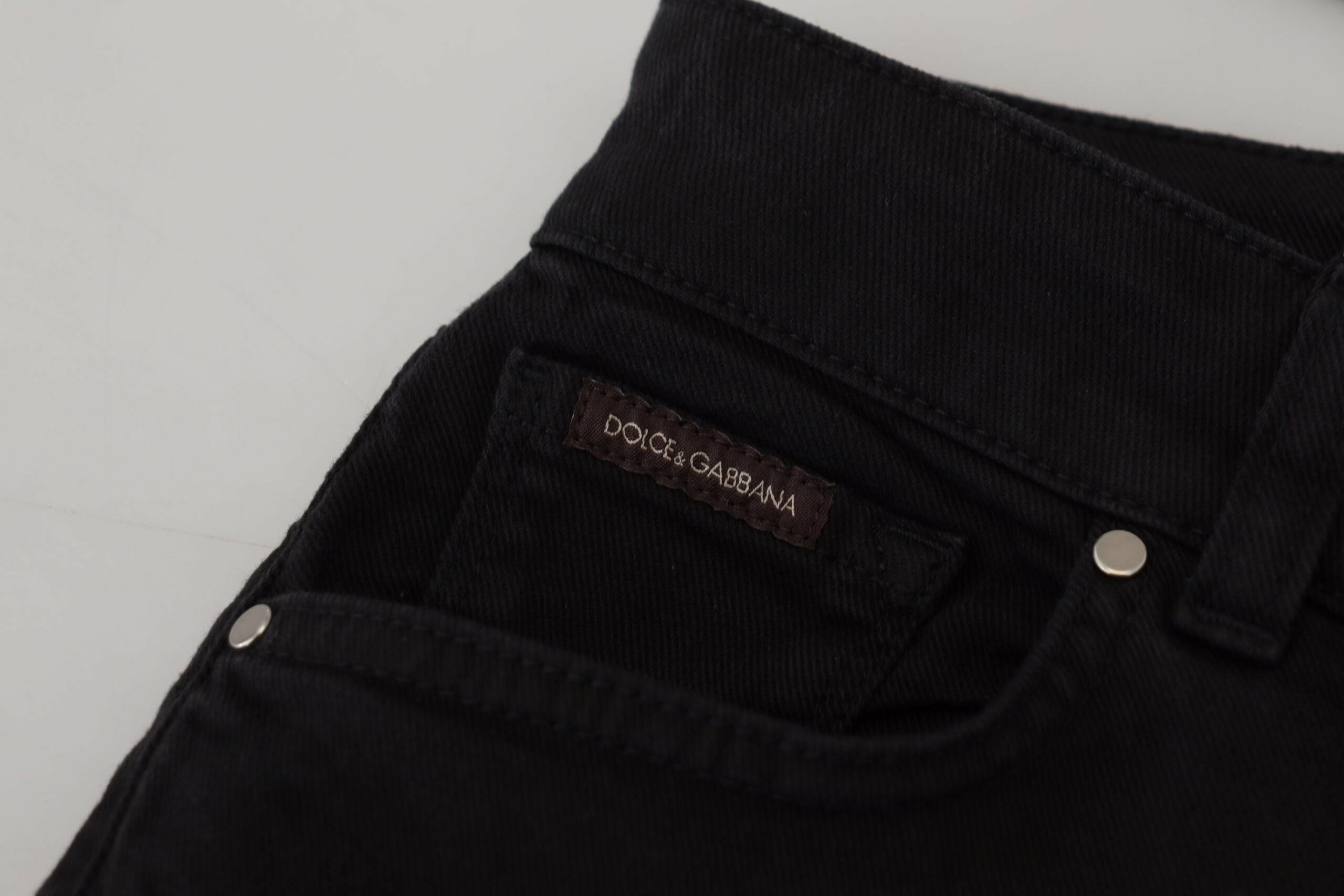 Dolce & Gabbana Black Cotton Skinny Mid Waist Denim Jeans - GENUINE AUTHENTIC BRAND LLC  