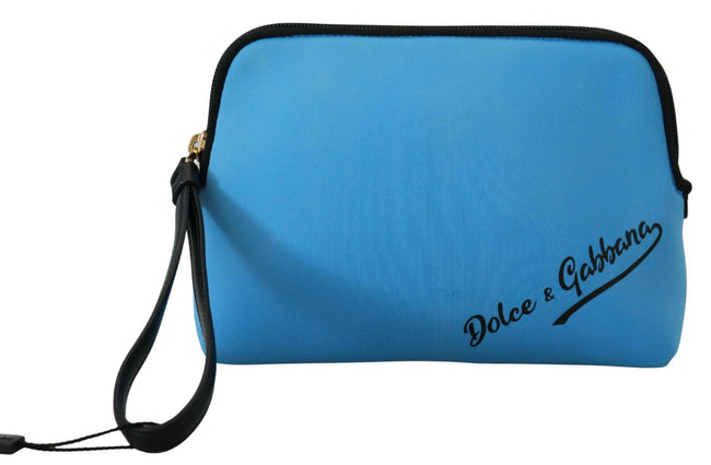 Dolce & Gabbana Blue Logo Print Hand Pouch Leopard Print Toiletry Bag - GENUINE AUTHENTIC BRAND LLC  