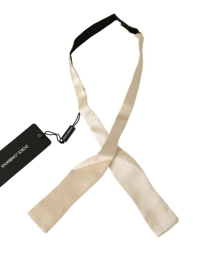 Dolce & Gabbana Beige Slim Skinny Men Necktie 100% Silk Bowtie - GENUINE AUTHENTIC BRAND LLC  