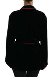 Dolce & Gabbana Black Button Belted Blazer Viscose Jacket - GENUINE AUTHENTIC BRAND LLC  
