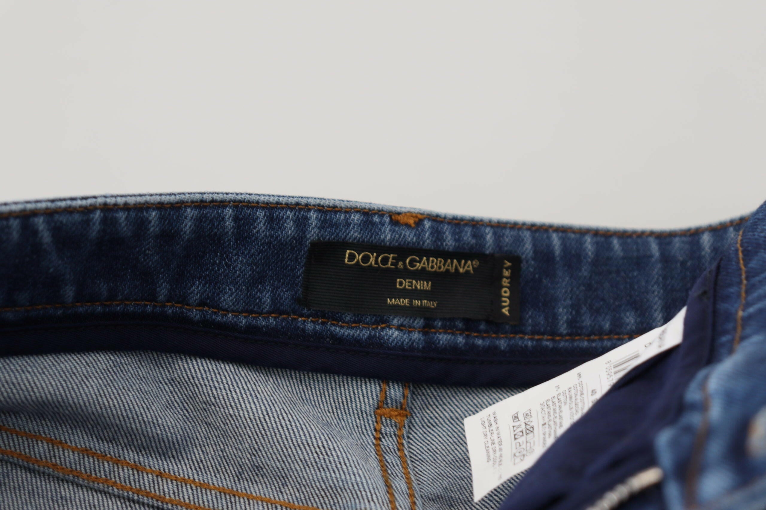 Dolce & Gabbana Blue Cotton Skinny High Waist Denim Jeans - GENUINE AUTHENTIC BRAND LLC  