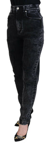Dolce & Gabbana Black Washed Cotton High Waist Denim Jeans - GENUINE AUTHENTIC BRAND LLC  