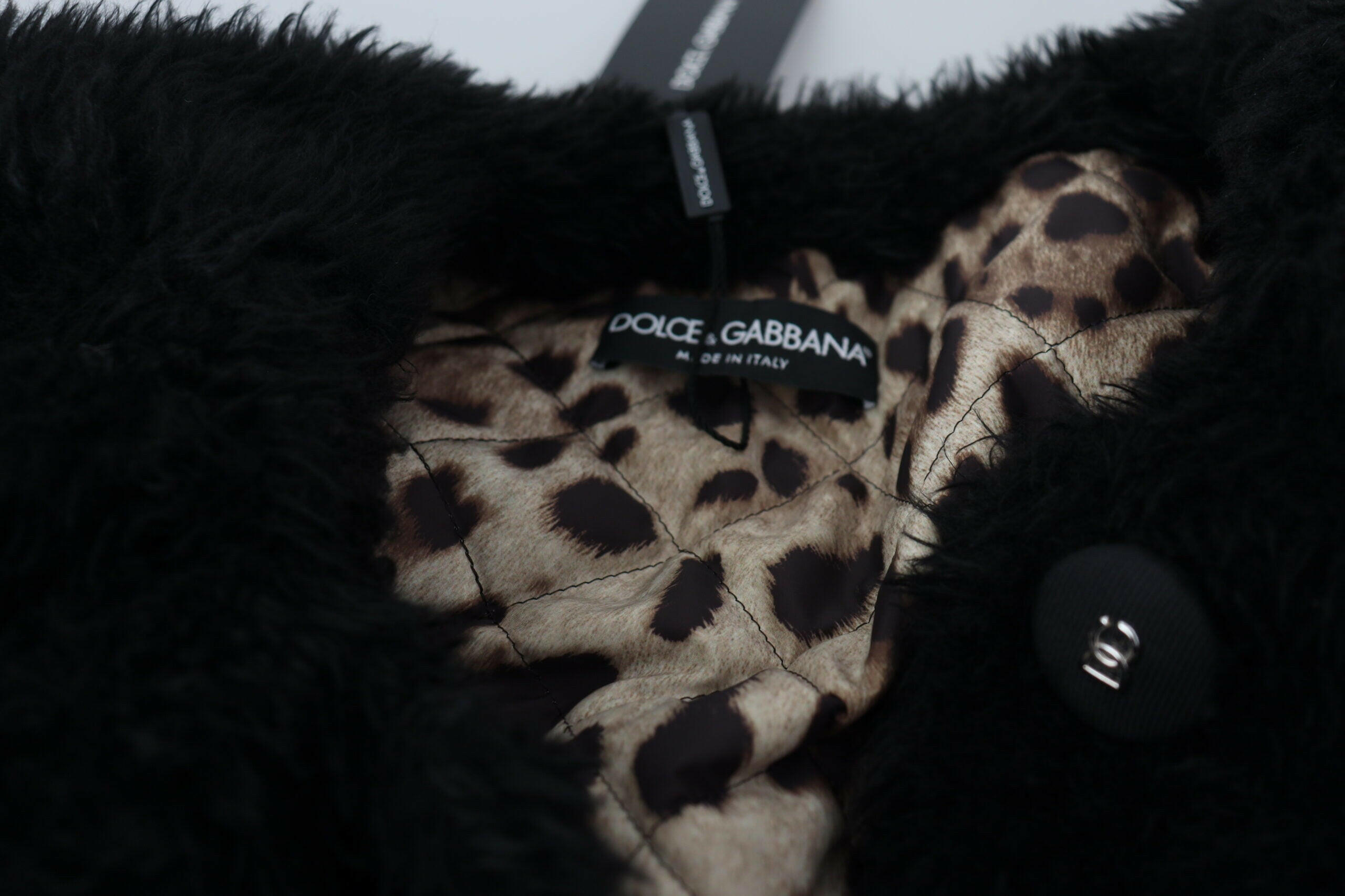 Dolce & Gabbana Black Cashmere Blend Faux Fur Coat Jacket - GENUINE AUTHENTIC BRAND LLC  