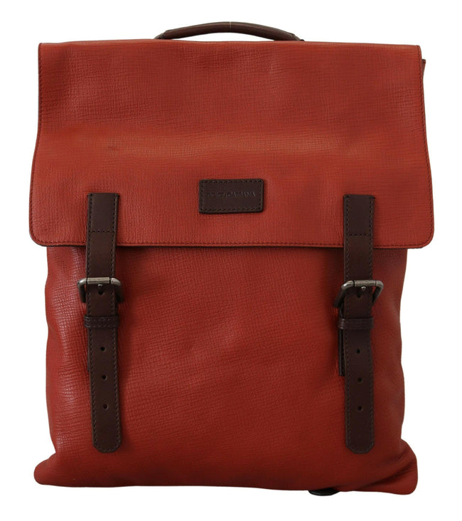 Dolce & Gabbana Orange Leather Logo Plaque Men Backpack Bag - GENUINE AUTHENTIC BRAND LLC  