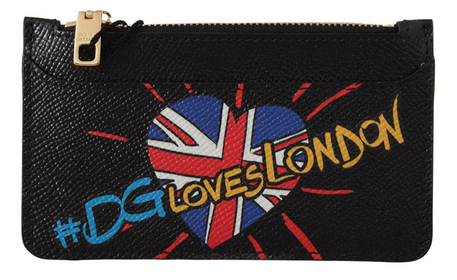 Dolce & Gabbana Black Leather #DGLovesLondon Women Cardholder Coin Case  Wallet - GENUINE AUTHENTIC BRAND LLC  