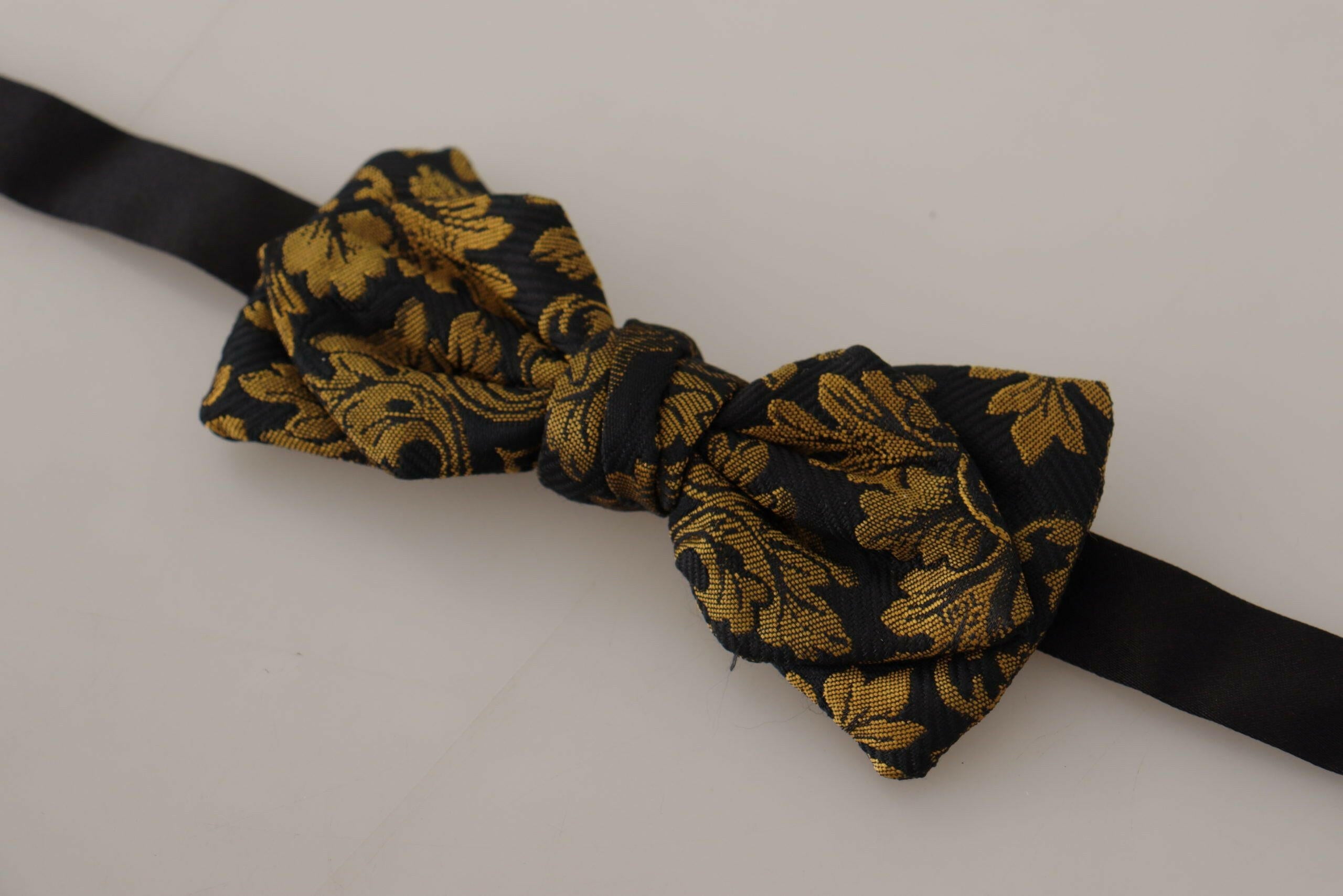 Dolce & Gabbana Black Gold Flower Adjustable Neck Papillon Bow Tie - GENUINE AUTHENTIC BRAND LLC  