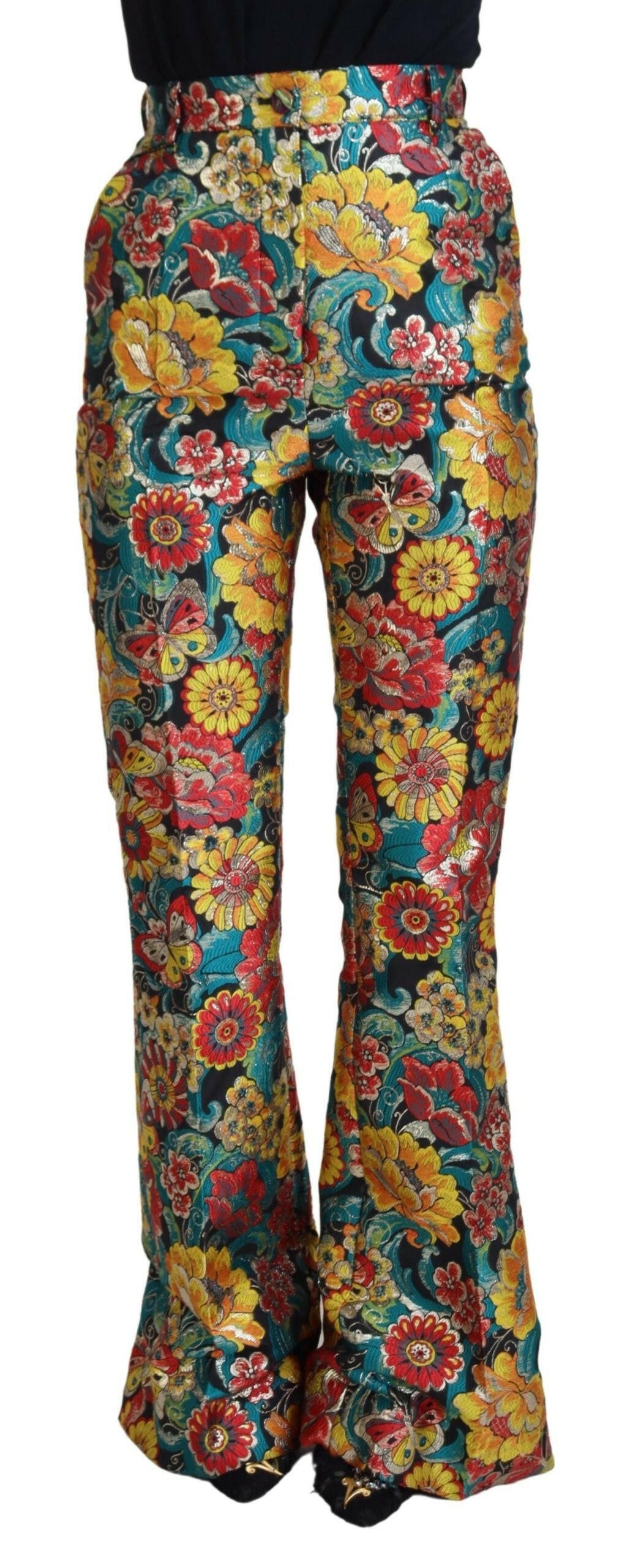 Dolce & Gabbana Multicolor Floral Women Flared Pants - GENUINE AUTHENTIC BRAND LLC  