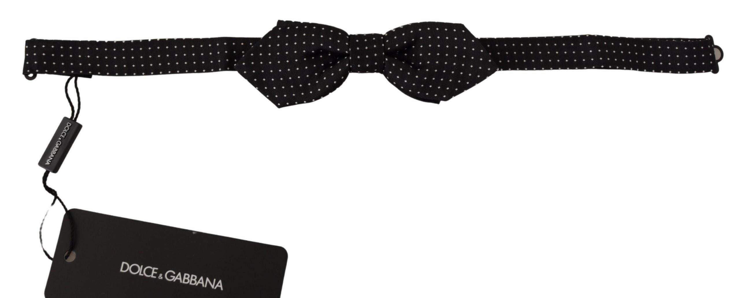 Dolce & Gabbana Black White Polka Dot Adjustable Neck Papillon Bow Tie - GENUINE AUTHENTIC BRAND LLC  