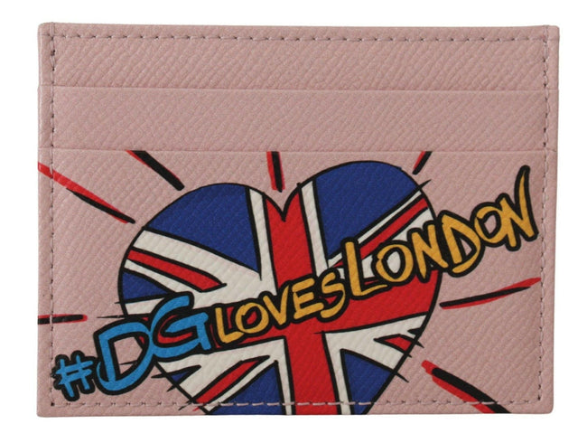 Dolce & Gabbana Pink Leather #DGLovesLondon Women Cardholder Case Wallet - GENUINE AUTHENTIC BRAND LLC  
