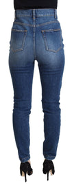 Dolce & Gabbana Blue Cotton High Waist Skinny Denim Jeans - GENUINE AUTHENTIC BRAND LLC  