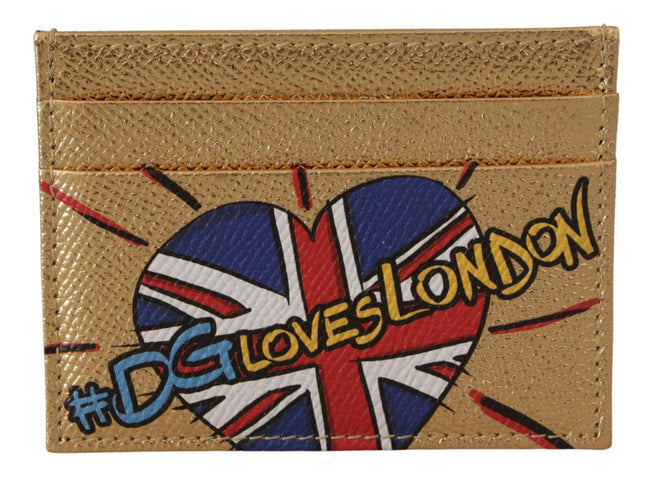 Dolce & Gabbana Gold Leather #DGLovesLondon Women Cardholder Case Wallet - GENUINE AUTHENTIC BRAND LLC  