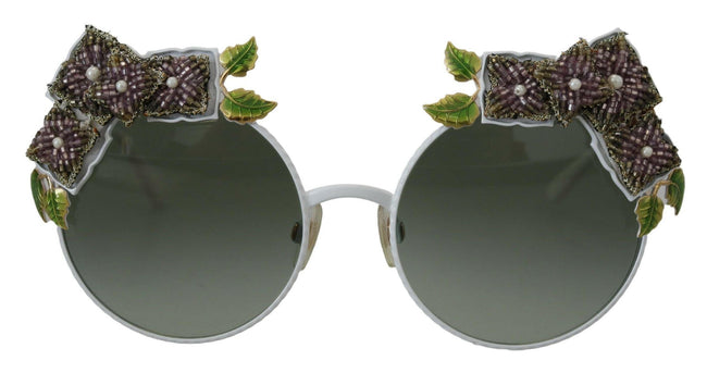 Dolce & Gabbana Gold Floral Embellished Metal Frame Round DG2186 Sunglasses - GENUINE AUTHENTIC BRAND LLC  