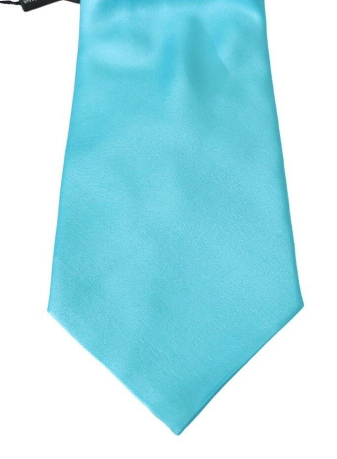 Dolce & Gabbana Light Blue Wide Mens Necktie Accessory 100% Silk Tie - GENUINE AUTHENTIC BRAND LLC  