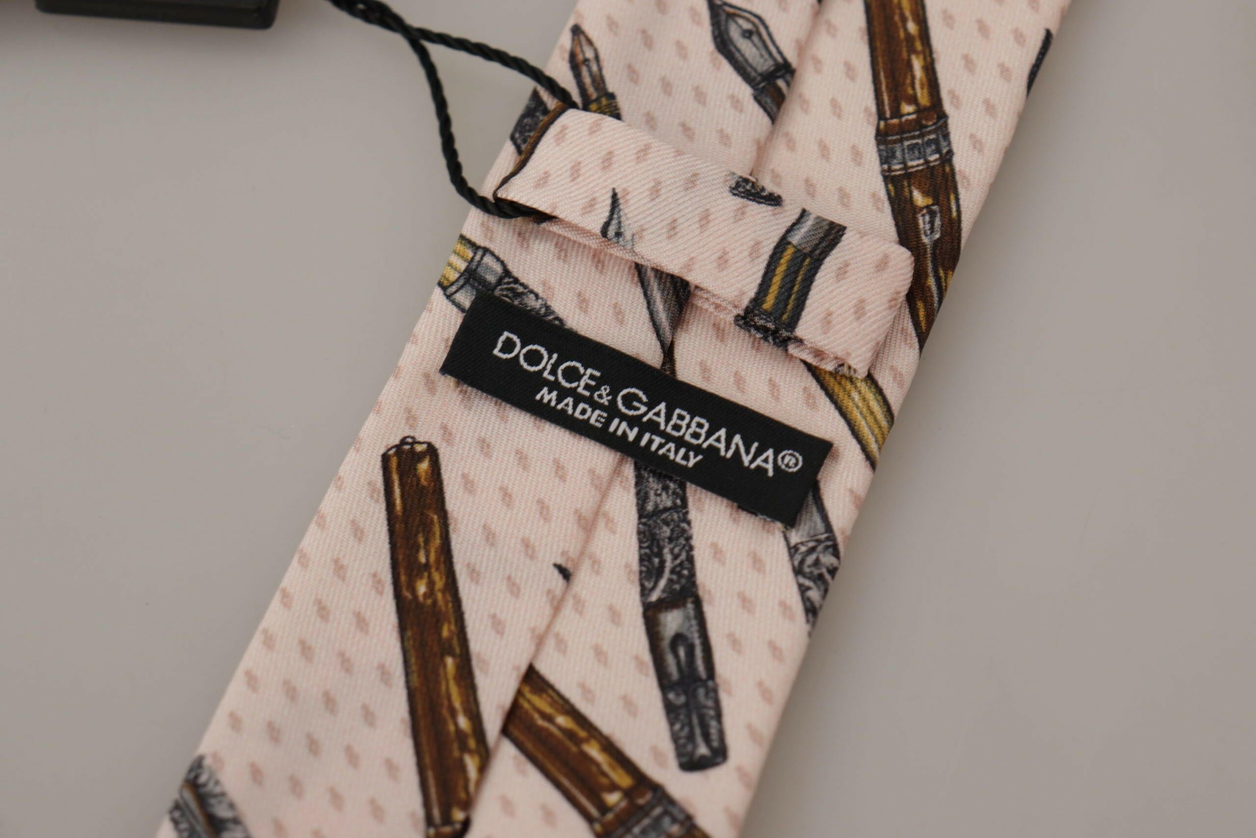 Dolce & Gabbana Pink Pen Dots Print 100% Silk Adjustable Neck Accessory Tie - GENUINE AUTHENTIC BRAND LLC  