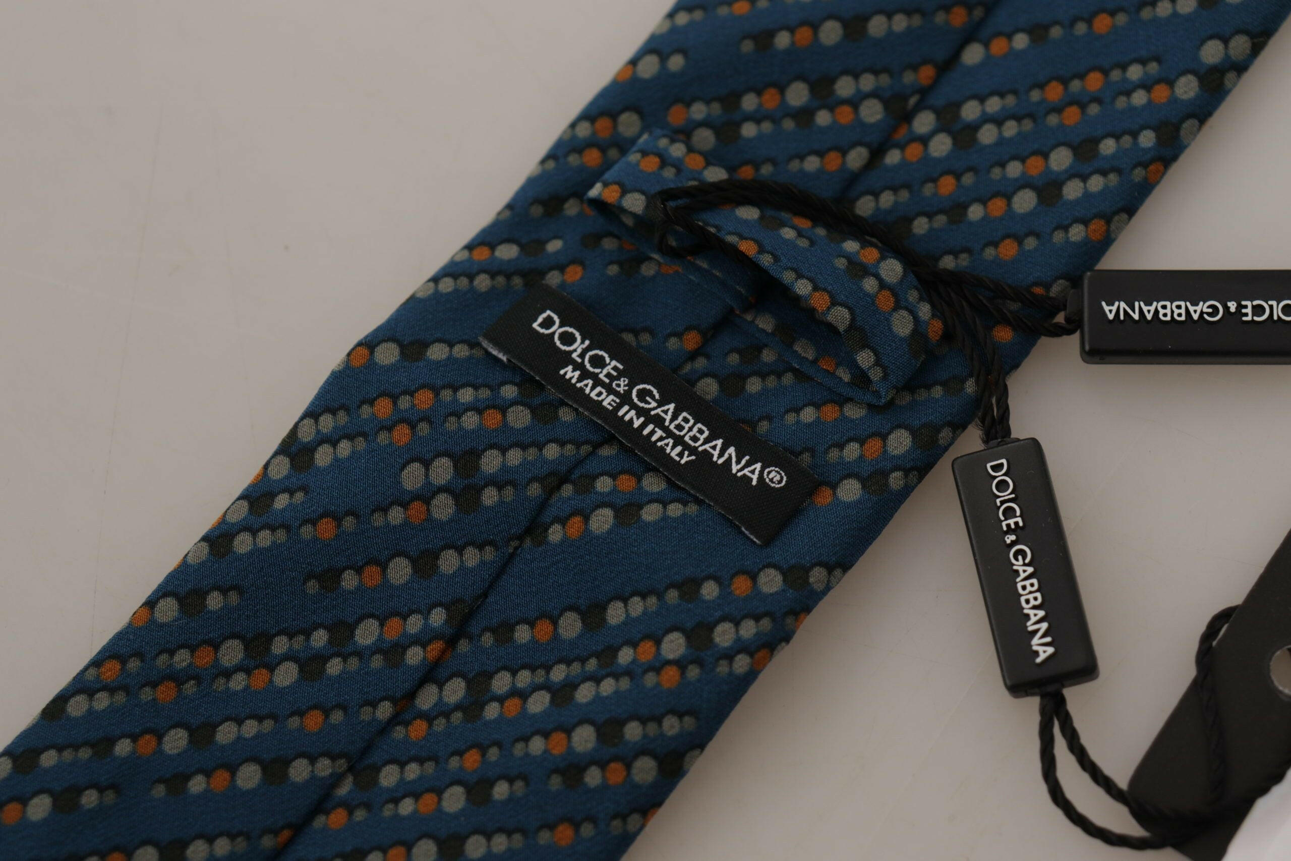 Dolce & Gabbana Blue Circle Fantasy Print Silk Adjustable Accessory Tie - GENUINE AUTHENTIC BRAND LLC  