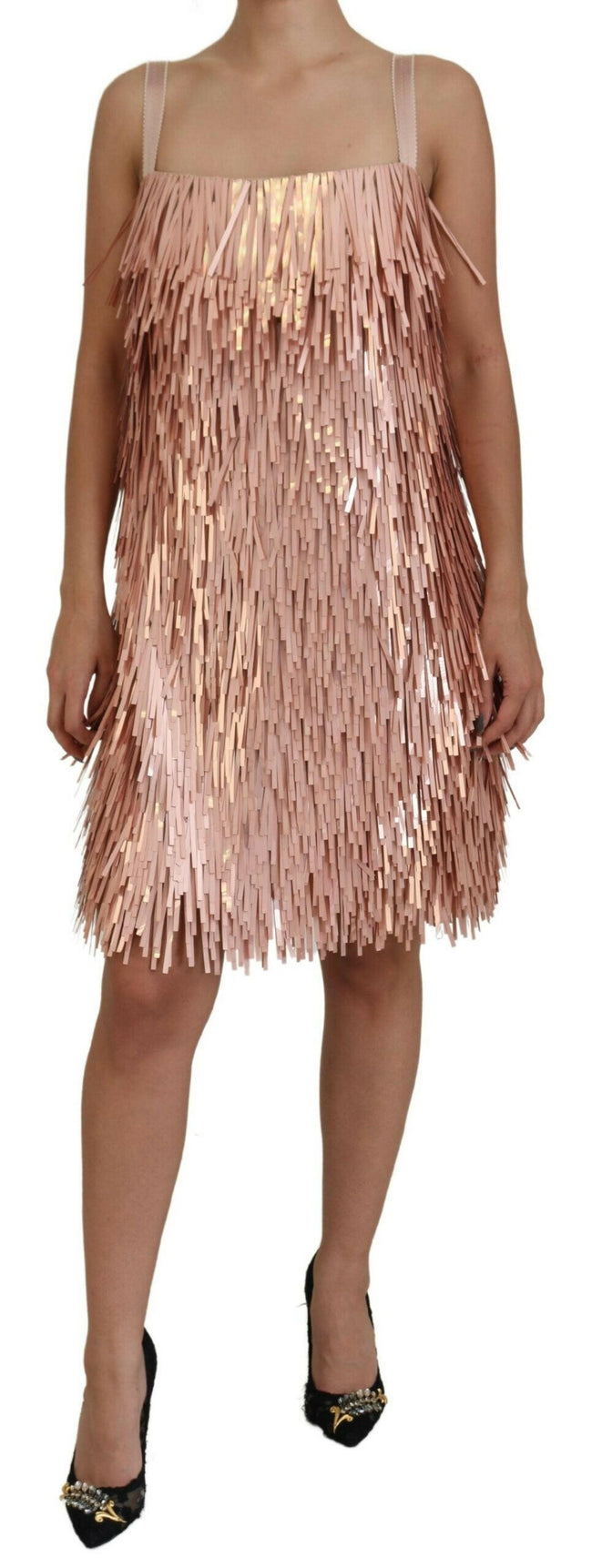 Dolce & Gabbana Pink Tinsel Sleeveless Shift A-line Dress - GENUINE AUTHENTIC BRAND LLC  