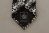 Dolce & Gabbana Black White Flower 100% Silk Print Adjustable Accessory Tie - GENUINE AUTHENTIC BRAND LLC  